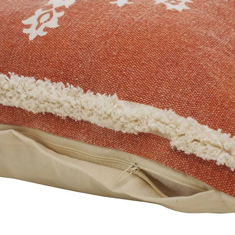Clearance Orange and White Medallion Pillow Pillows