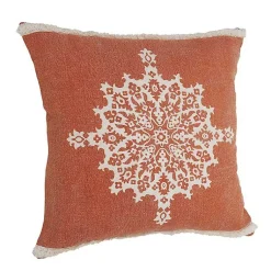 Clearance Orange and White Medallion Pillow Pillows