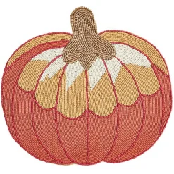 Kirklands Home Table Linens|Orange Beaded Pumpkin Harvest Placemats, Set of 4