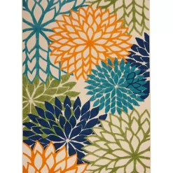 Kirklands Home Outdoor Rugs|Orange Bright Floral Burst Outdoor Area Rug, 5x7