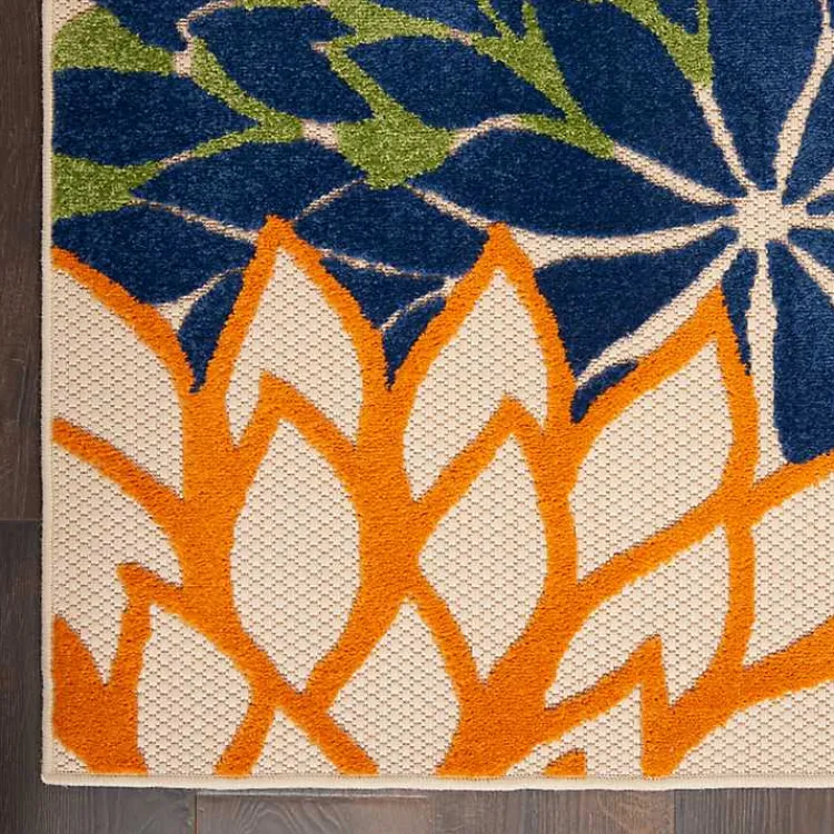 Kirklands Home Outdoor Rugs|Orange Bright Floral Burst Outdoor Area Rug, 5x7
