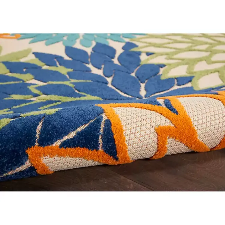 Kirklands Home Outdoor Rugs|Orange Bright Floral Burst Outdoor Area Rug, 5x7
