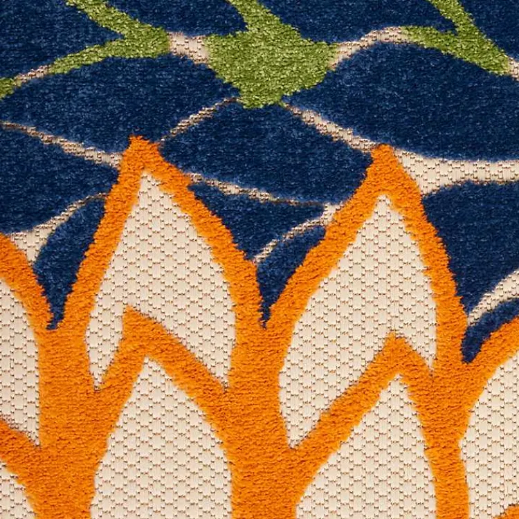 Kirklands Home Outdoor Rugs|Orange Bright Floral Burst Outdoor Area Rug, 5x7