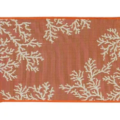 Kirklands Home Outdoor Rugs|Orange Coral Indoor/Outdoor Rug, 3x4