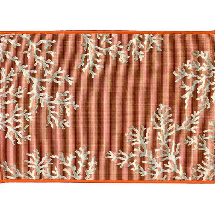 Kirklands Home Outdoor Rugs|Orange Coral Indoor/Outdoor Rug, 3x4