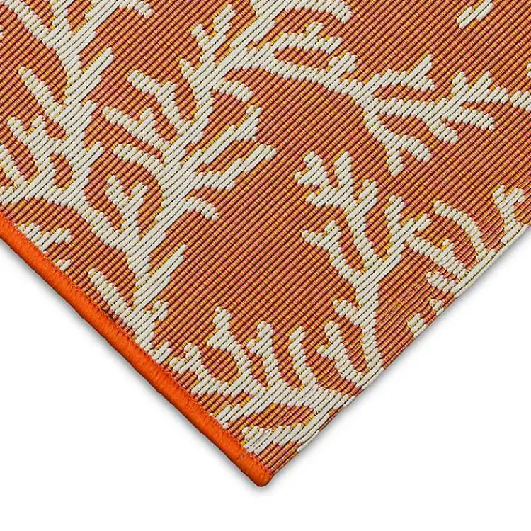 Kirklands Home Outdoor Rugs|Orange Coral Indoor/Outdoor Rug, 3x4