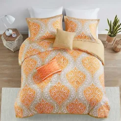 Kirklands Home Comforters|Orange Damask 4-pc. Twin/Twin XL Comforter Set