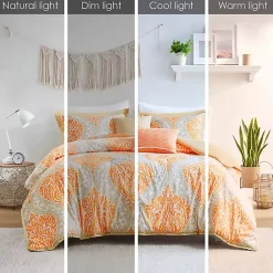 Kirklands Home Comforters|Orange Damask 4-pc. Twin/Twin XL Comforter Set