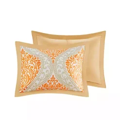 Kirklands Home Comforters|Orange Damask 4-pc. Twin/Twin XL Comforter Set