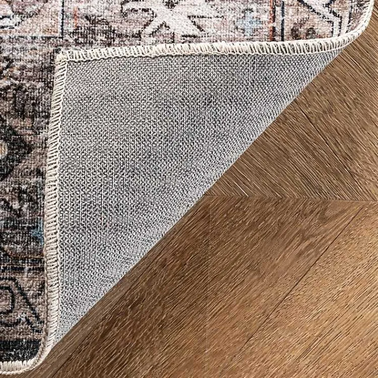 Kirklands Home Accent Rugs|Orange Distressed Medallion Washable Runner