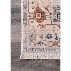 Kirklands Home Area Rugs|Orange Eli Medallion Fringe Area Rug, 5x8