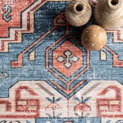 Kirklands Home Area Rugs|Orange Faded Medallion Washable Runner