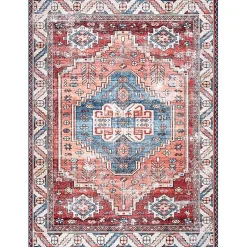 Kirklands Home Area Rugs|Orange Faded Medallion Washable Area Rug, 4x6