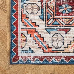 Kirklands Home Area Rugs|Orange Faded Medallion Washable Area Rug, 5x8