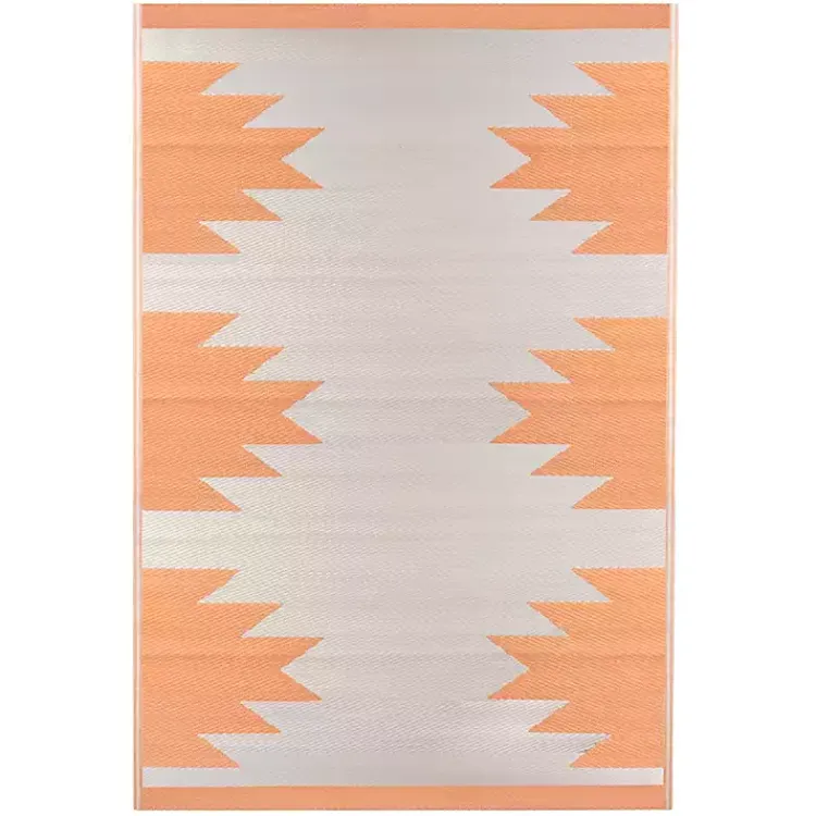Kirklands Home Outdoor Rugs|Orange Geometric Outdoor Area Rug, 4x6