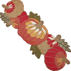 New Glass Beaded Pumpkins Table Runner Fall