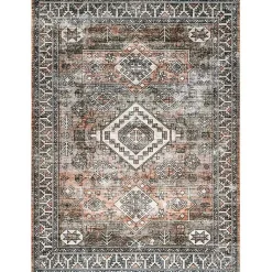 Kirklands Home Area Rugs|Orange Global Pattern Washable Runner
