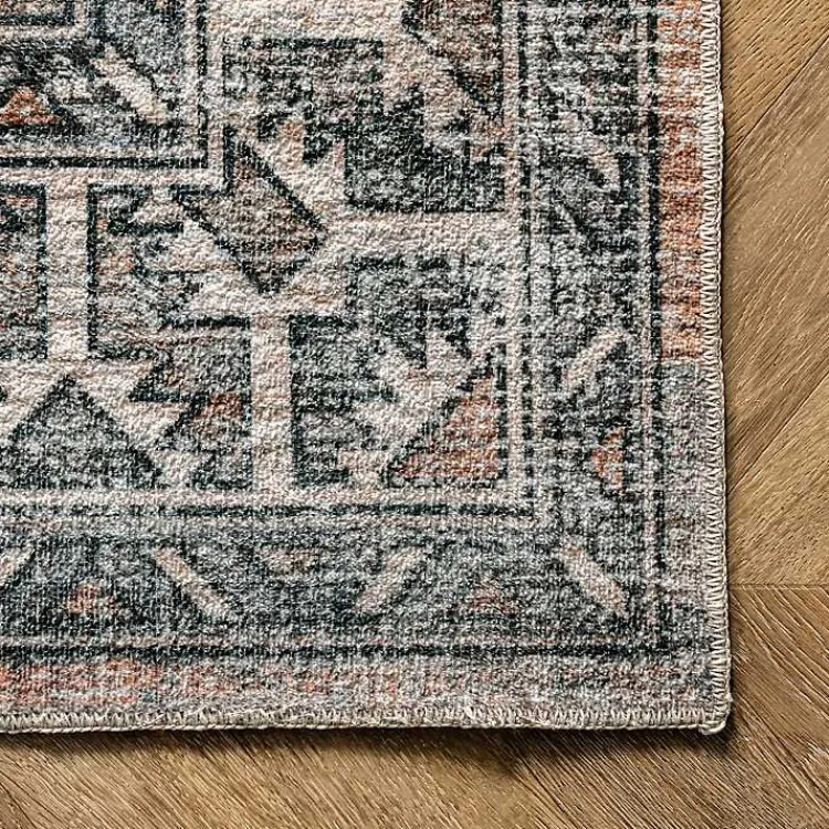 Kirklands Home Area Rugs|Orange Global Pattern Washable Area Rug, 5x8