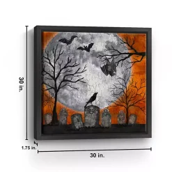 Orange Graveyard Moon Giclee Canvas Art Print Halloween