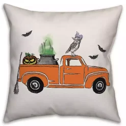 Sale Orange Halloween Truck Throw Pillow Halloween