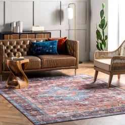 Kirklands Home Accent Rugs|Orange Medallion Washable Runner