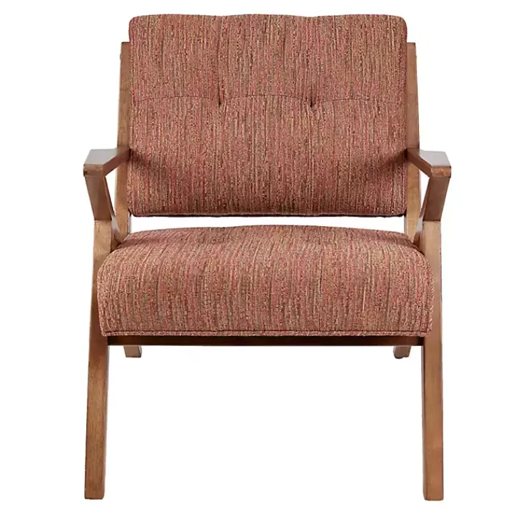 Kirklands Home Accent Chairs|Mid-Century Pecan Finish Accent Chair Orange
