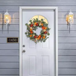 Hot Orange Mixed Spring Floral Wreath Wreaths