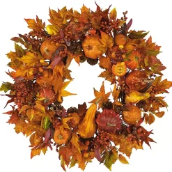 Sale Orange Pumpkin Gourd and Berry Wreath Wreaths