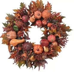 Sale Orange Pumpkin Gourd and Berry Wreath Wreaths