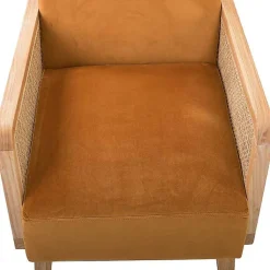 Kirklands Home Accent Chairs|Orange Rattan Accent Chair Yellow