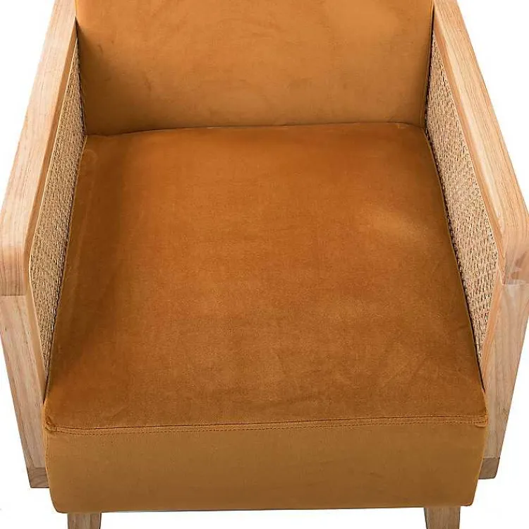 Kirklands Home Accent Chairs|Orange Rattan Accent Chair Yellow