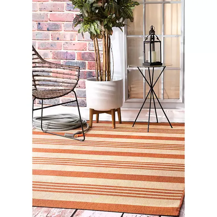 Kirklands Home Outdoor Rugs|Robin Stripe Outdoor Rug, 5x8 Orange