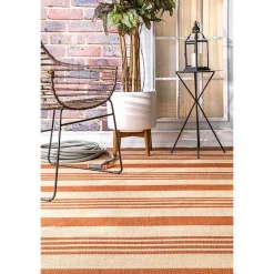 Kirklands Home Outdoor Rugs|Robin Stripe Outdoor Rug, 5x8 Orange