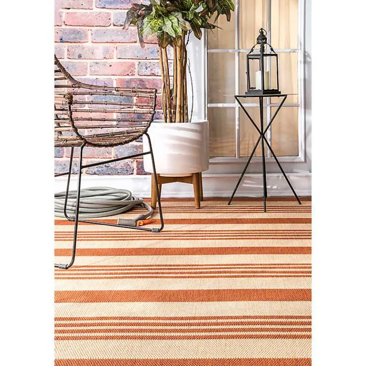 Kirklands Home Outdoor Rugs|Robin Stripe Outdoor Rug, 5x8 Orange