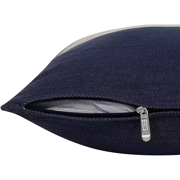 Orange Single Stripe Navy Pillow Pillows