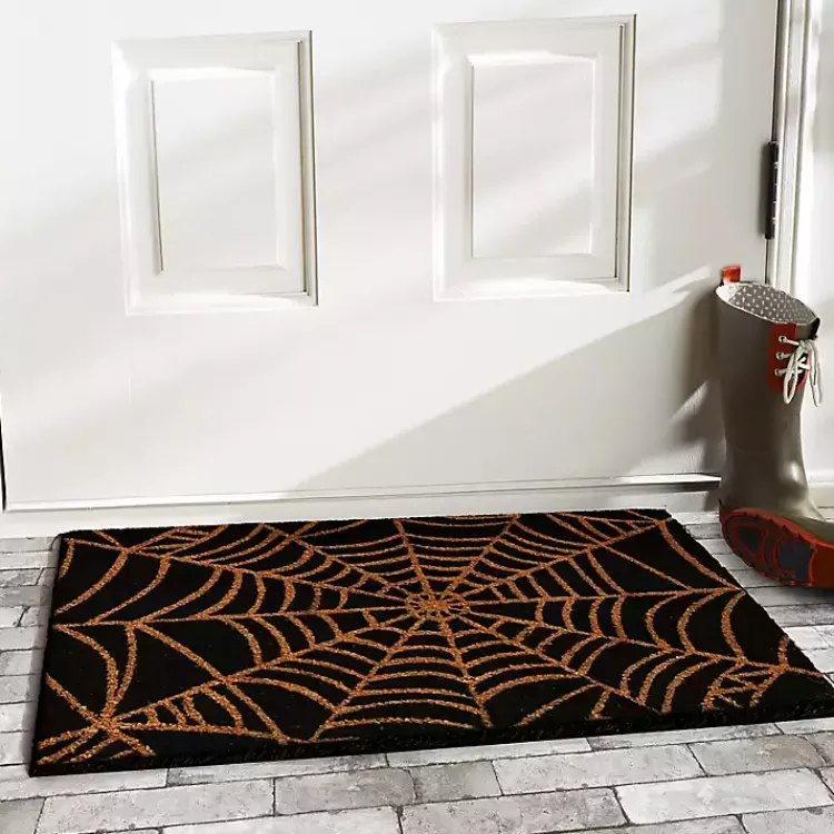 Sale Orange Spiderweb Halloween Doormat Halloween