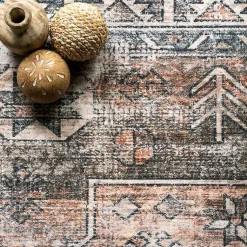 Kirklands Home Area Rugs|Orange Tribal Washable Area Rug, 8x10