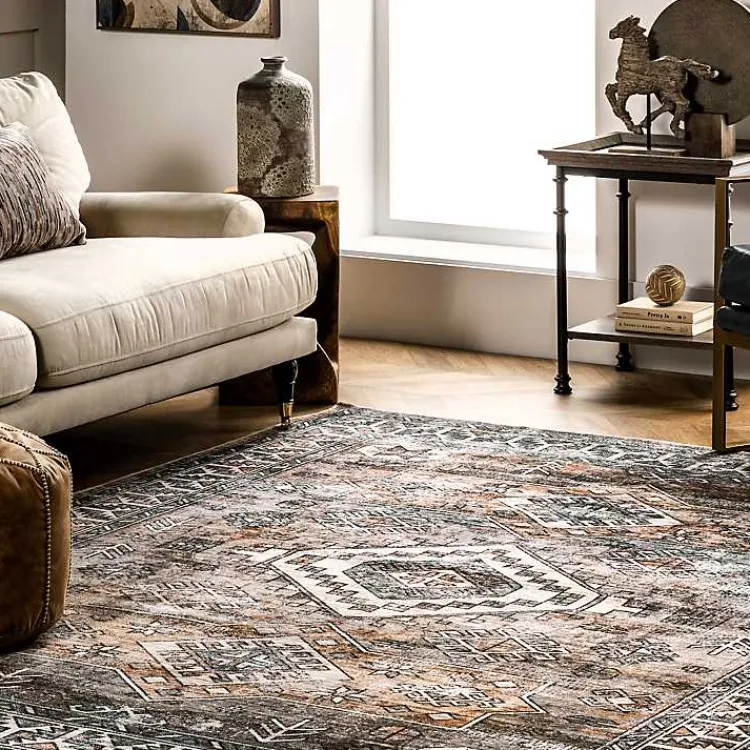 Kirklands Home Area Rugs|Orange Tribal Washable Area Rug, 8x10