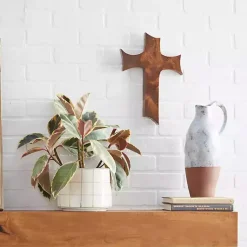 Kirklands Home Wall Plaques|Organic Shape Cross Wall Plaque, 14 in. Brown