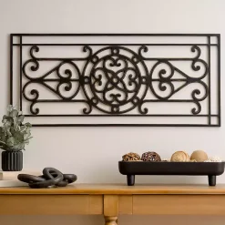 Kirklands Home Wall Plaques|Orleans Scroll Panel Wall Plaque Black