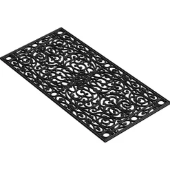 Kirklands Home Doormats|Ornate Art Deco Rubber Doormat, 48x22 in. Black