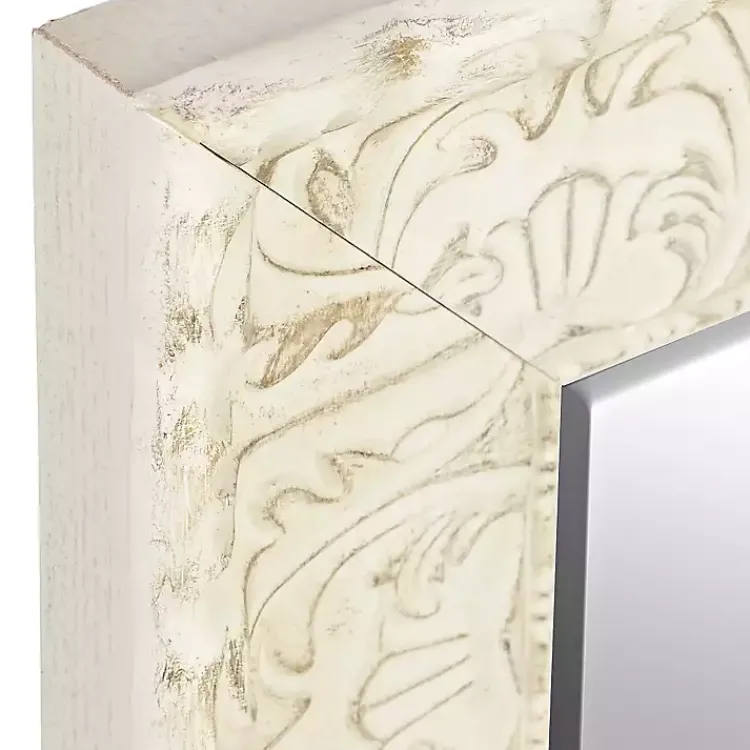 Kirklands Home Full Length & Floor Mirrors|Ornate Distressed Cream Leaner Mirror