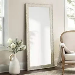 Kirklands Home Full Length & Floor Mirrors|Ornate Distressed Cream Leaner Mirror