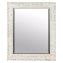 Kirklands Home Framed Mirrors|Ornate Distressed Cream Mirror, 29x35