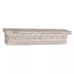 Kirklands Home Shelves|Ornate Farmhouse Wooden Wall Shelf, 28 in. White