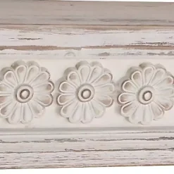 Kirklands Home Shelves|Ornate Farmhouse Wooden Wall Shelf, 28 in. White