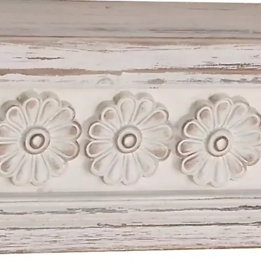 Kirklands Home Shelves|Ornate Farmhouse Wooden Wall Shelf, 28 in. White
