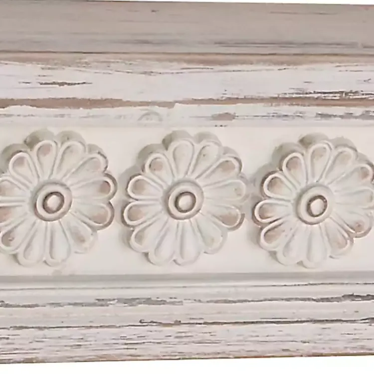 Kirklands Home Shelves|Ornate Farmhouse Wooden Wall Shelf, 28 in. White