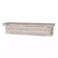 Kirklands Home Shelves|Ornate Farmhouse Wooden Wall Shelf, 28 in. White