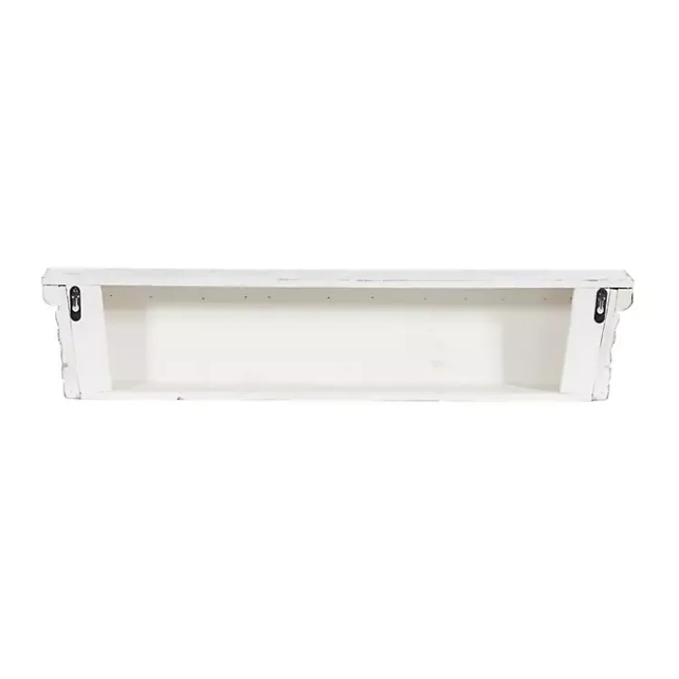 Kirklands Home Shelves|Ornate Farmhouse Wooden Wall Shelf, 28 in. White
